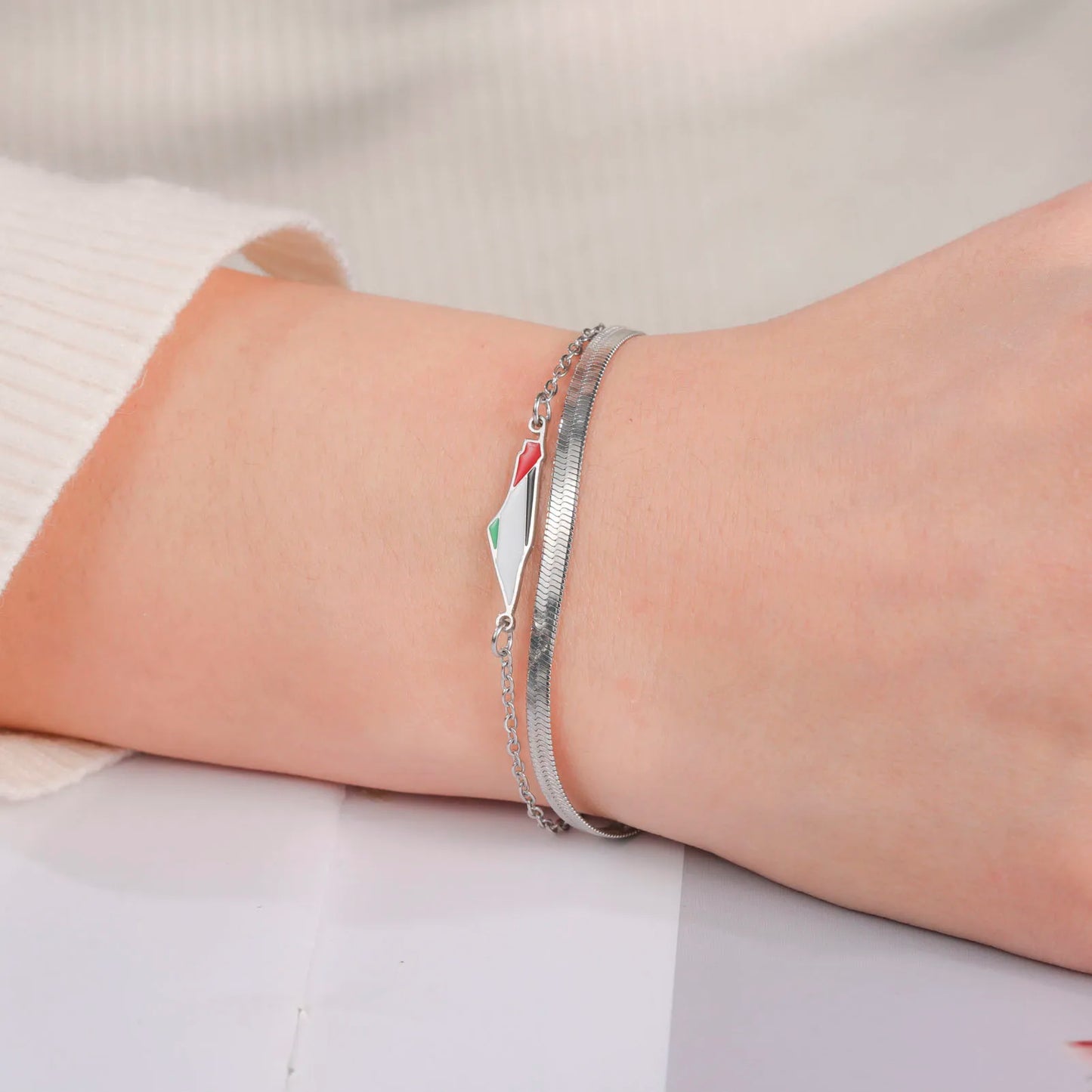 Palestine Map Bracelet