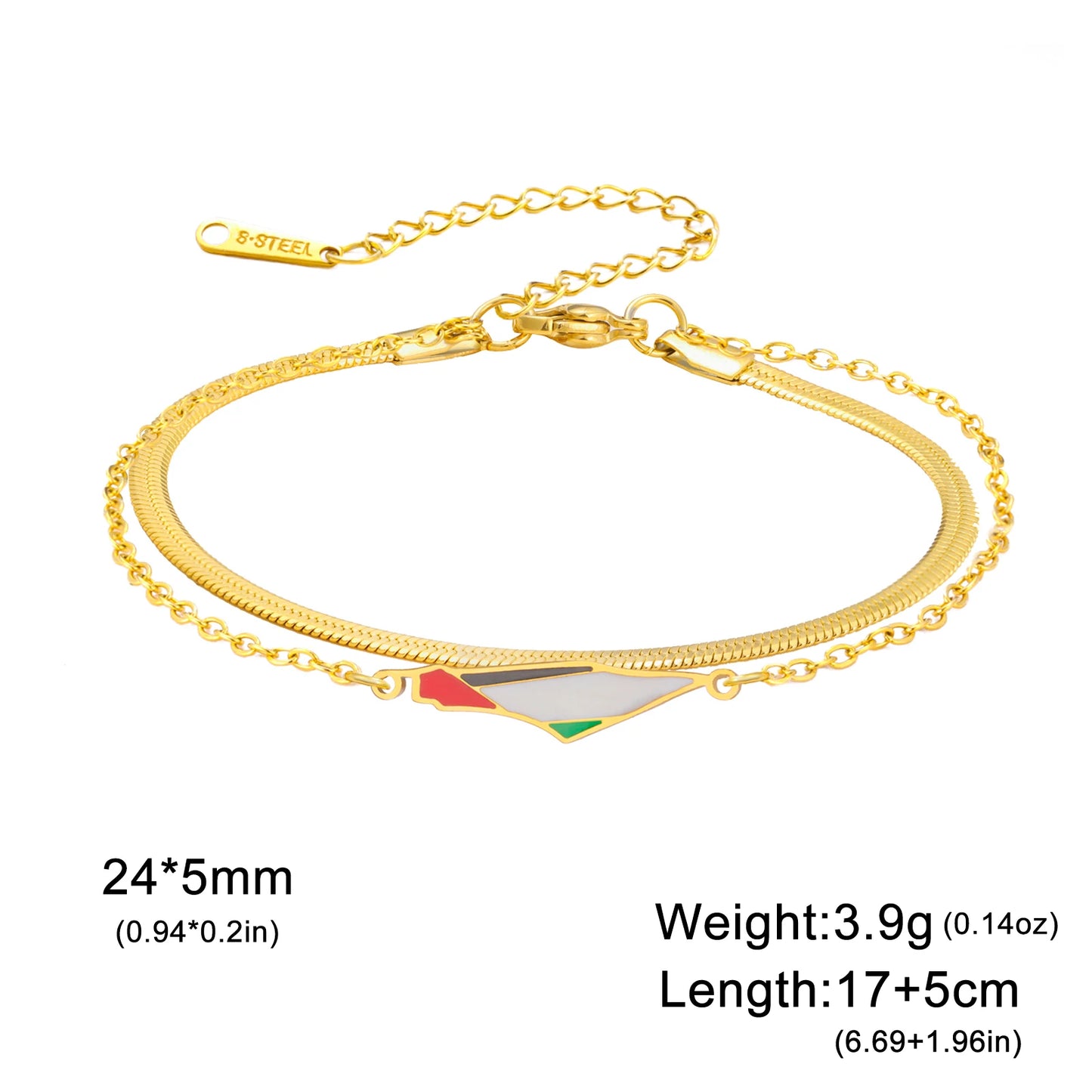 Palestine Map Bracelet