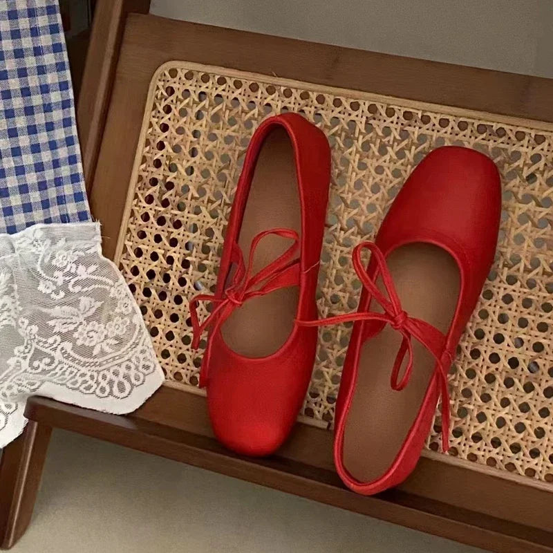 Vintage LaceUp Flats Schuhe