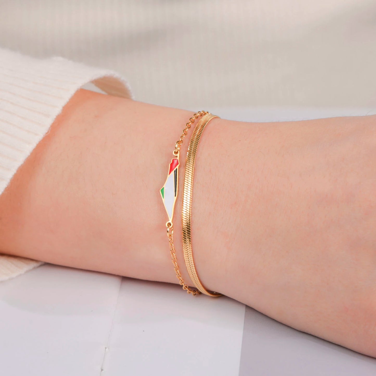 Palestine Map Bracelet